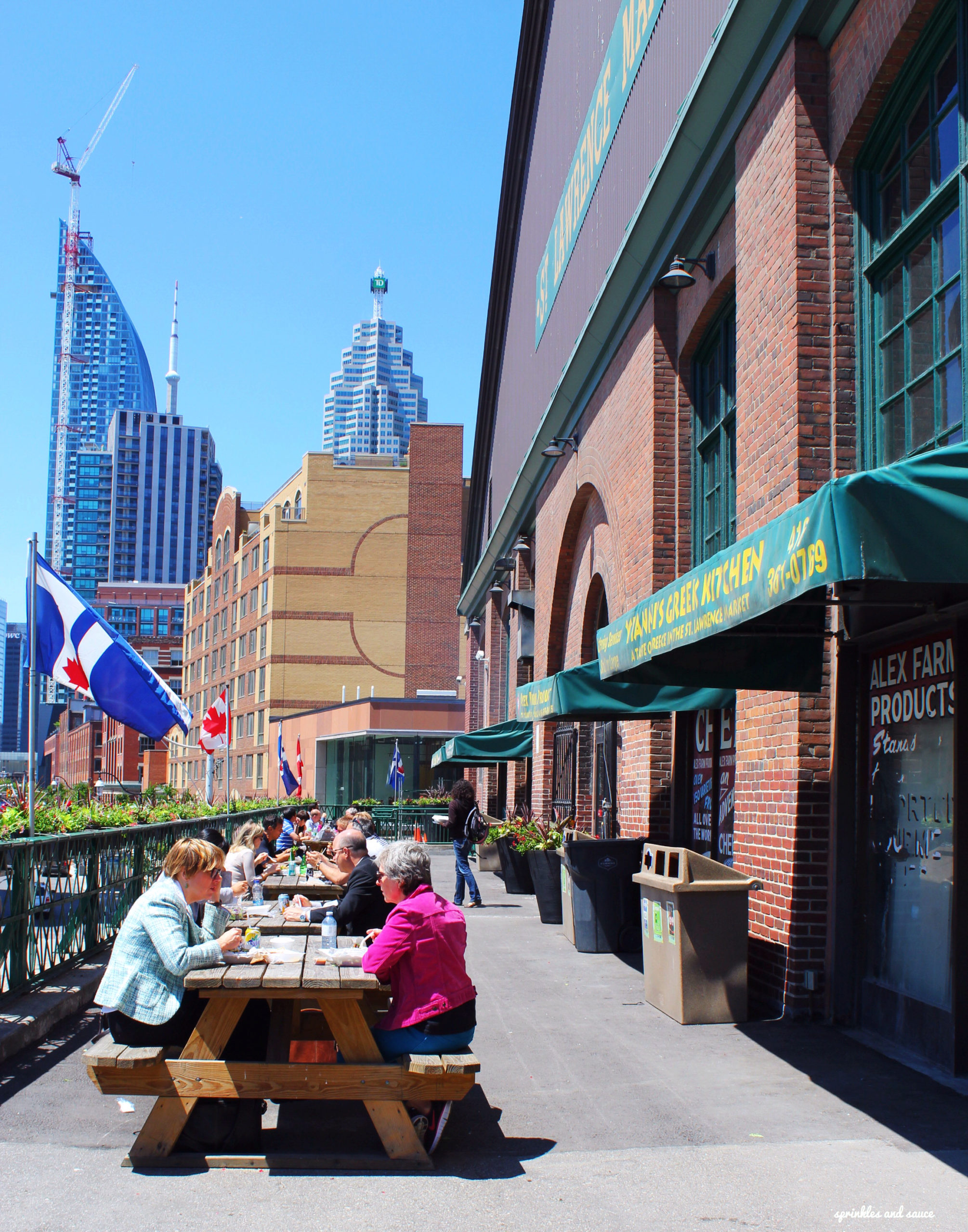 patio outside of st. lawrence market in toronto canada