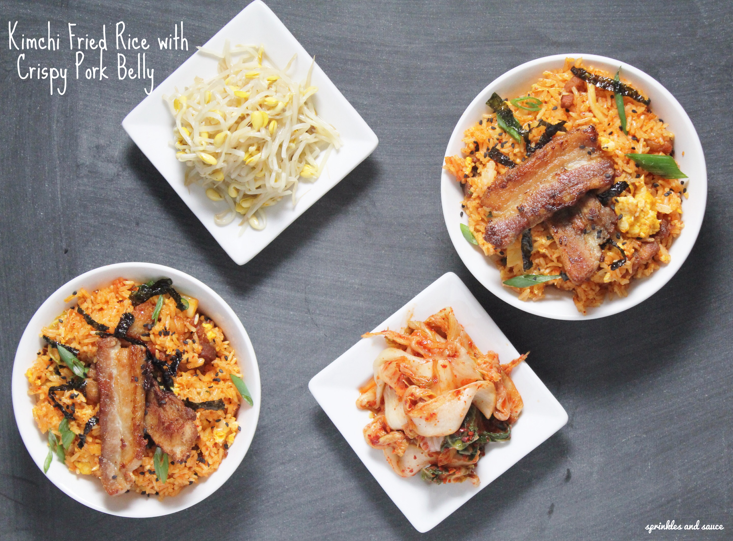 Kimchi Fried Rice with Crispy Pork Belly