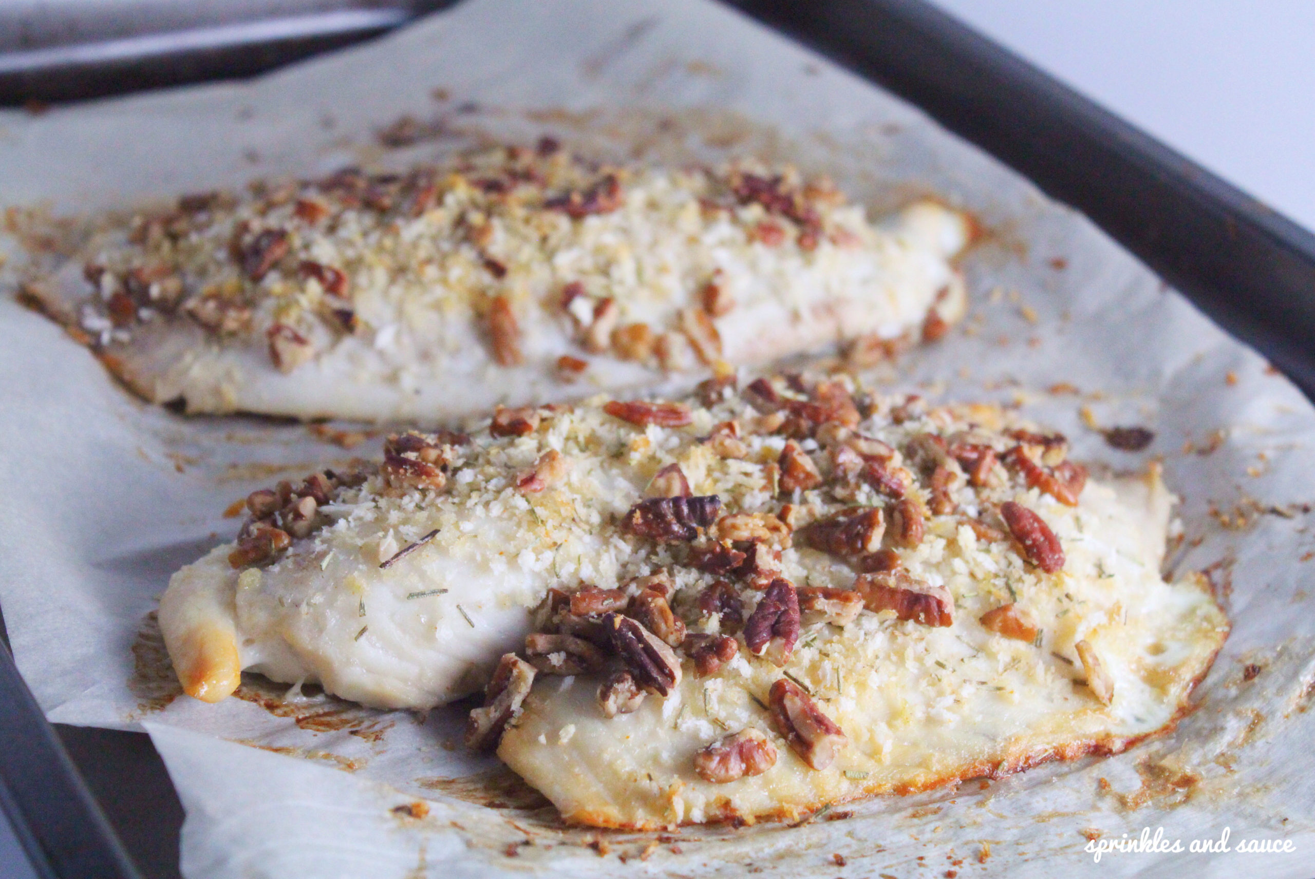 Baked Tilapia with Pecan Rosemary Topping