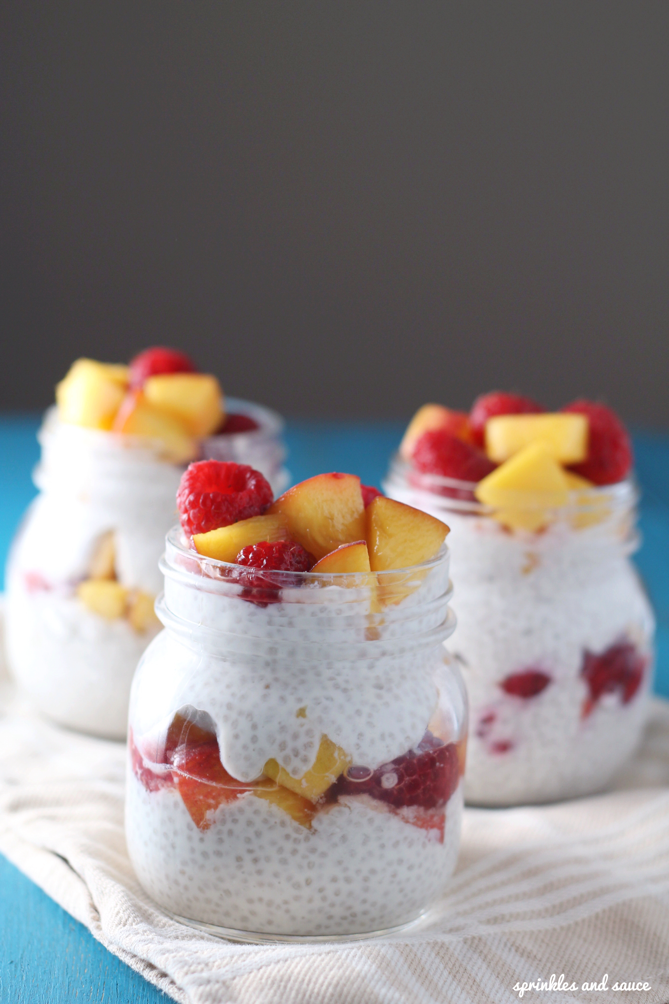 Chia Pudding with Peach and Raspberry