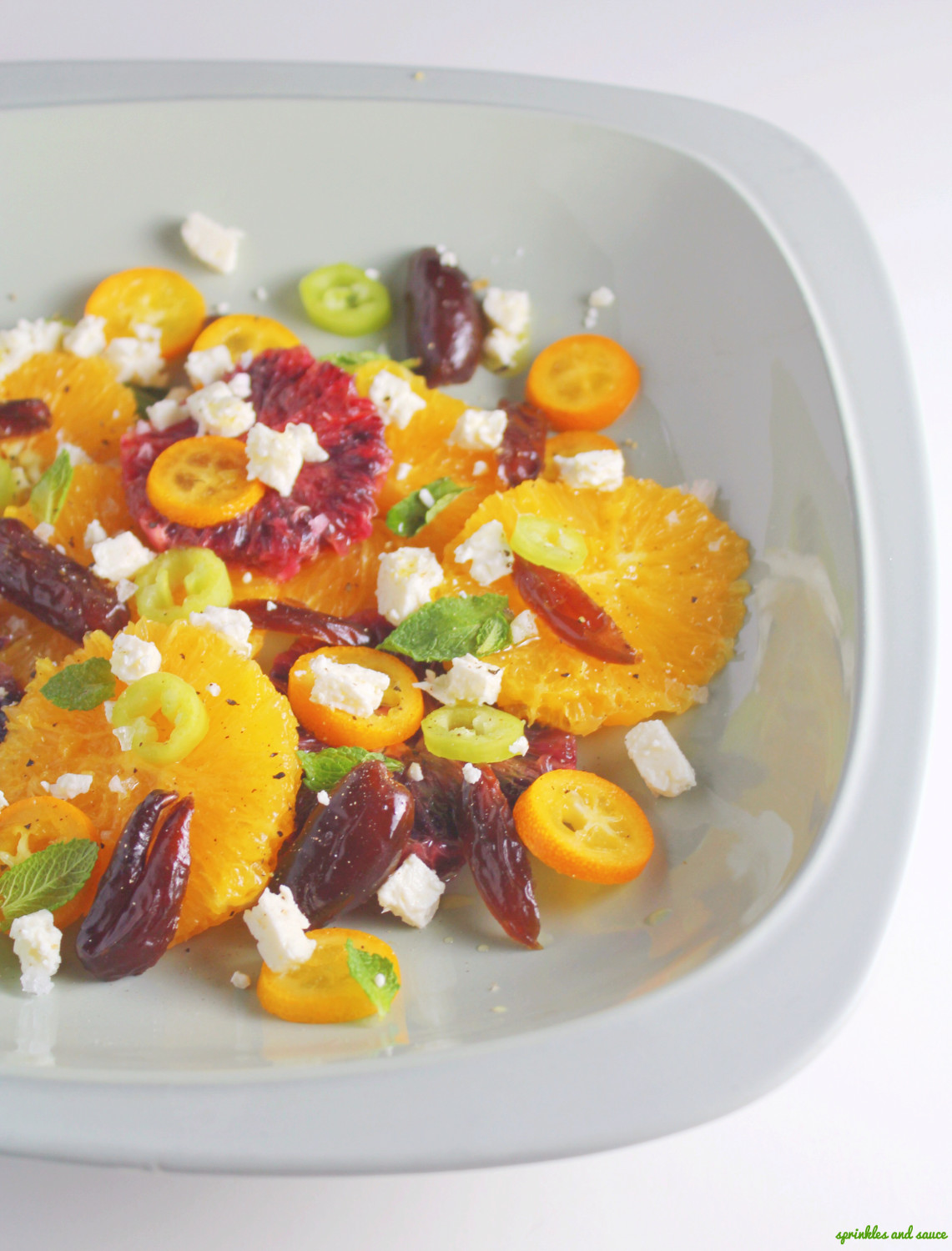 Orange Kumquat Date and Feta Salad - sprinkles and sauce