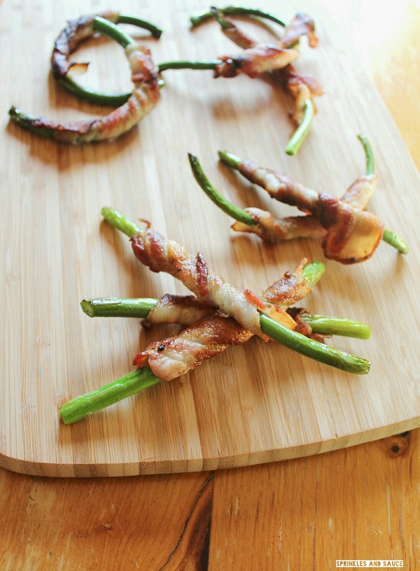 Bacon Wrapped Garlic Scapes