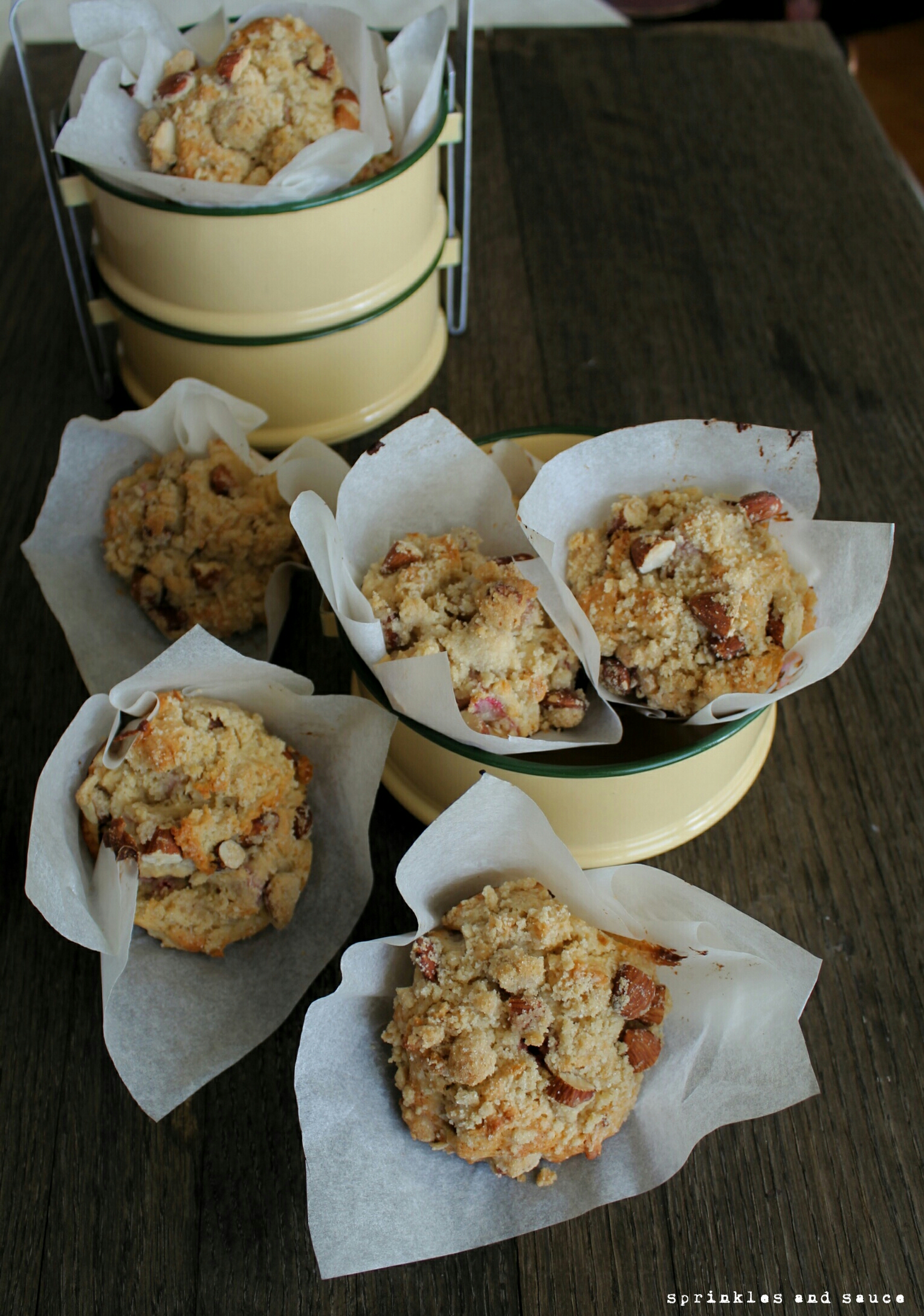 Rhubarb Muffins with Almond Streusel