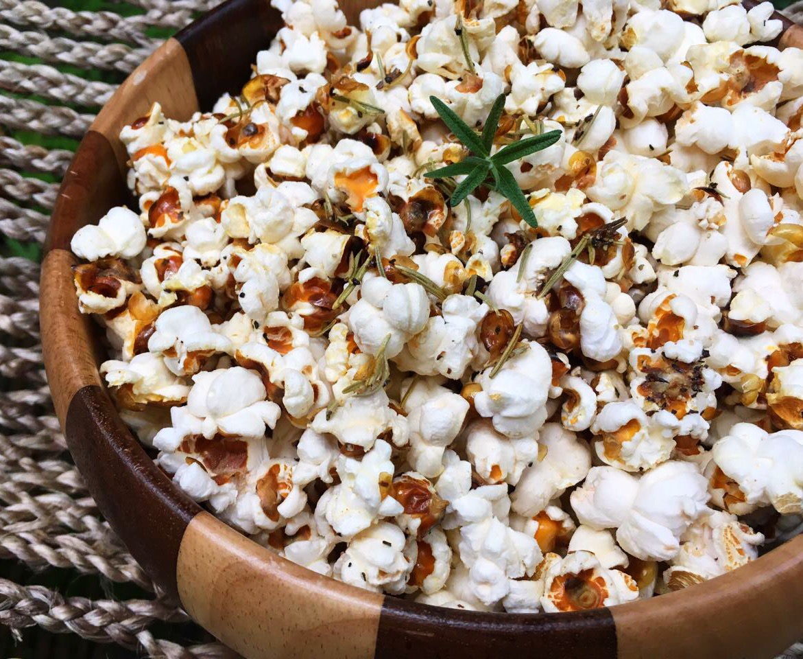 garlic + rosemary popcorn